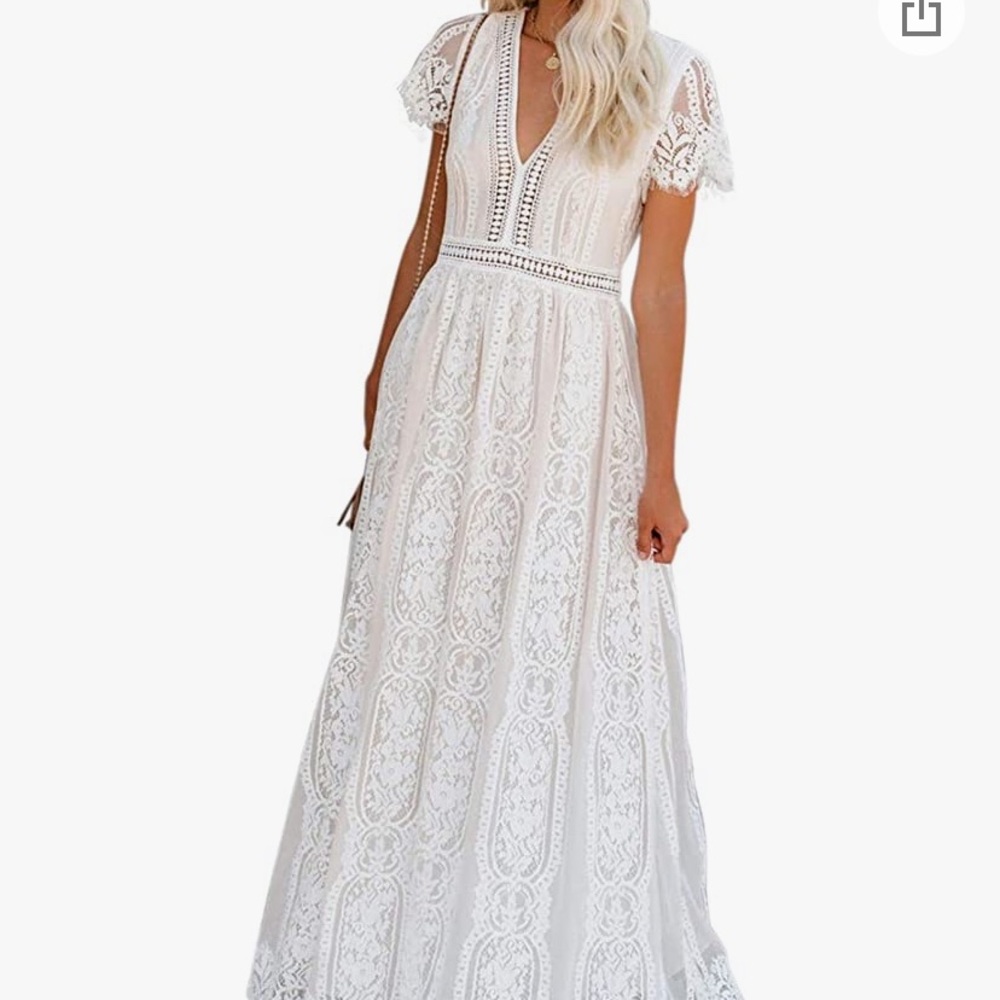 White lace maxi dress, perfect for a bride-to-be, size small